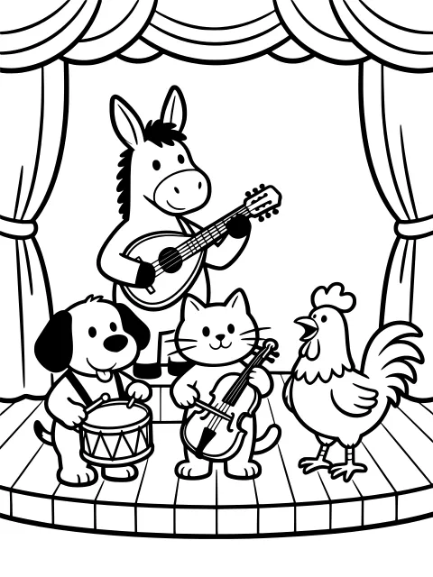 The animal band colouring page
