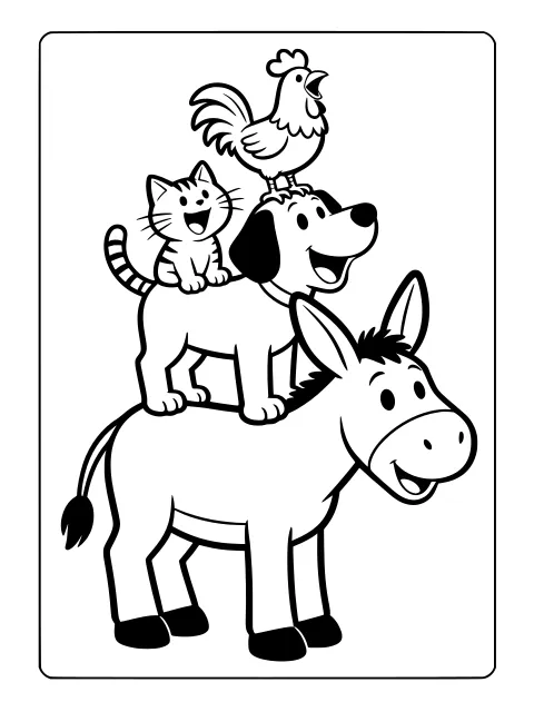 The Bremen Town Musicians colouring page