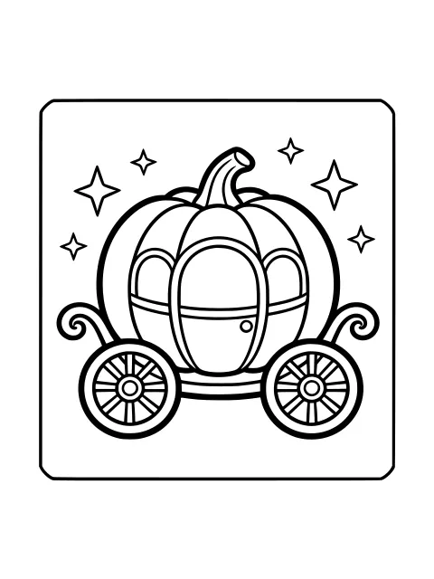 The pumpkin carriage colouring page