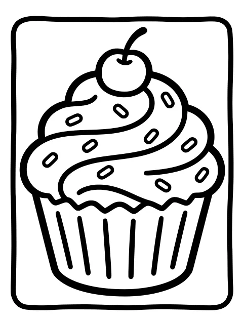 Cupcake colouring page