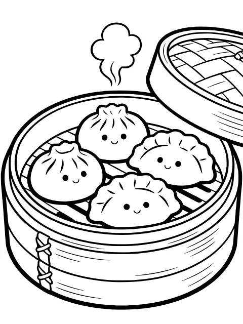 Dumpling family colouring page