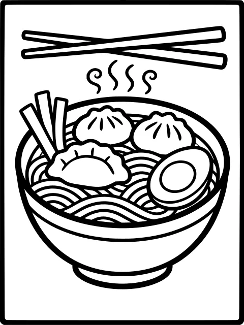 Dumpling soup colouring page