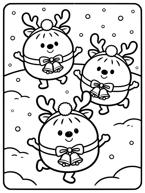 Dumplings dressed as reindeer colouring page