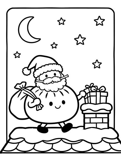 Dumpling Father Christmas colouring page