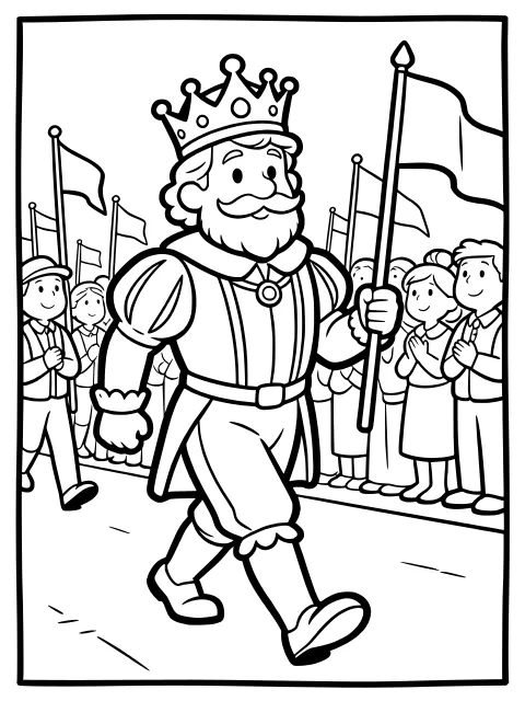 The emperor's parade colouring page