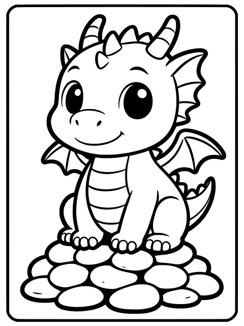 Friendly dragon colouring page