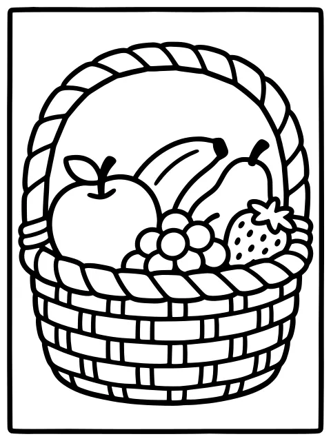 Fruit basket colouring page