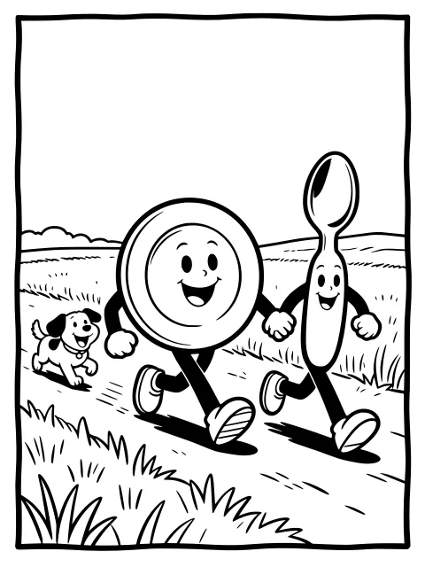 The dish ran away with the spoon colouring page