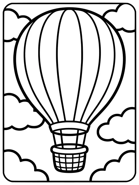 Hot air balloon colouring page