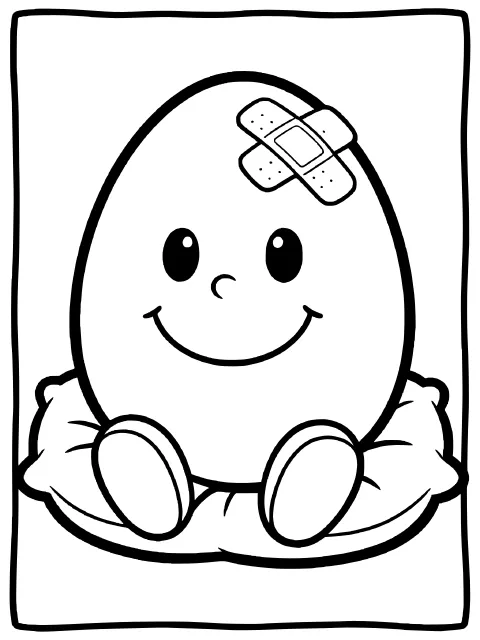 Humpty Dumpty all better colouring page