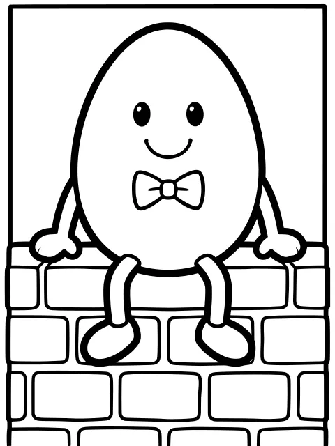 Humpty Dumpty sat on a wall colouring page