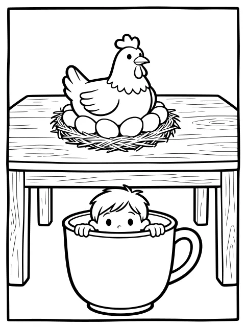 The hen that lays golden eggs colouring page