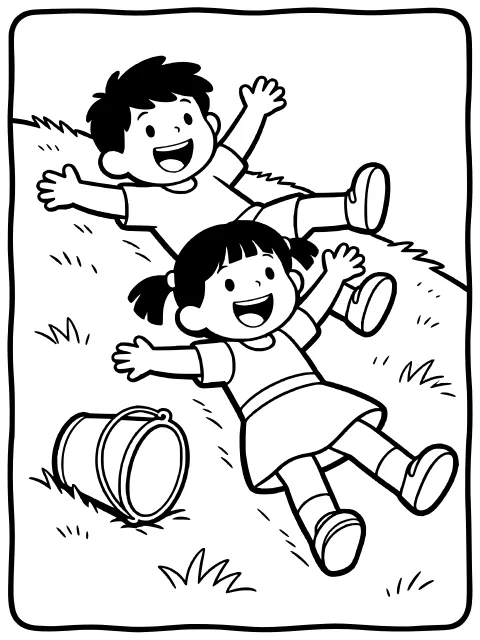 Jack fell down colouring page