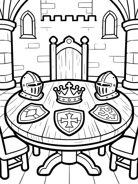 The round table colouring page