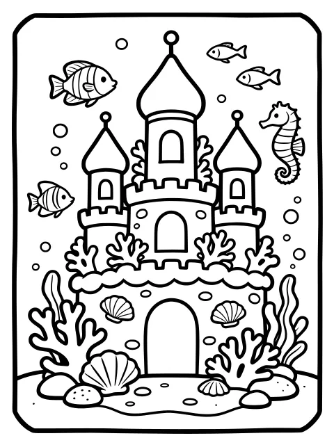 The palace under the sea colouring page