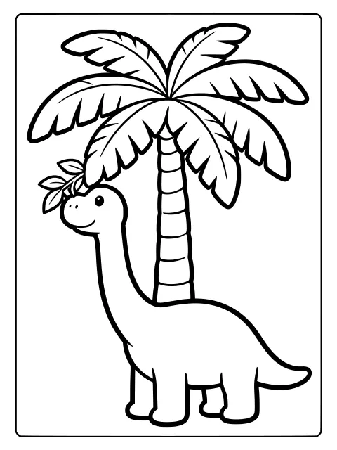 Long-neck dinosaur colouring page