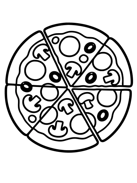 Pizza party colouring page