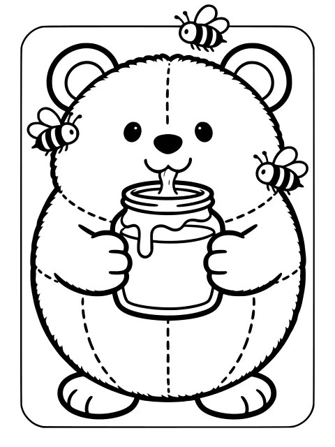 Bo the Puffball bear colouring page
