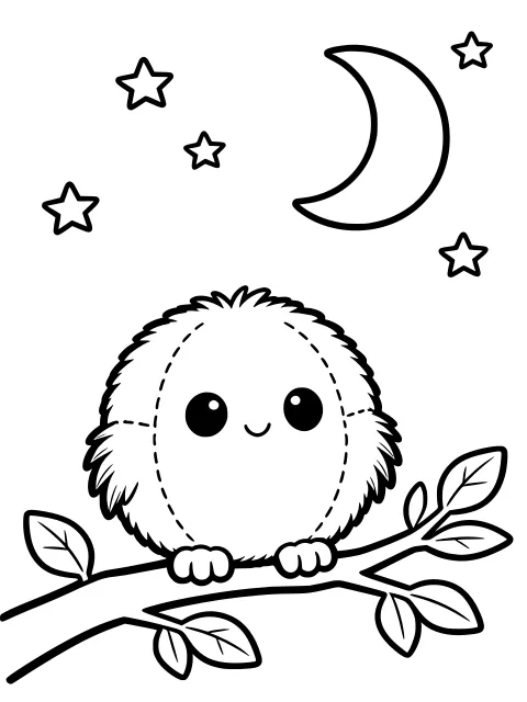 Coco the Puffball owl colouring page