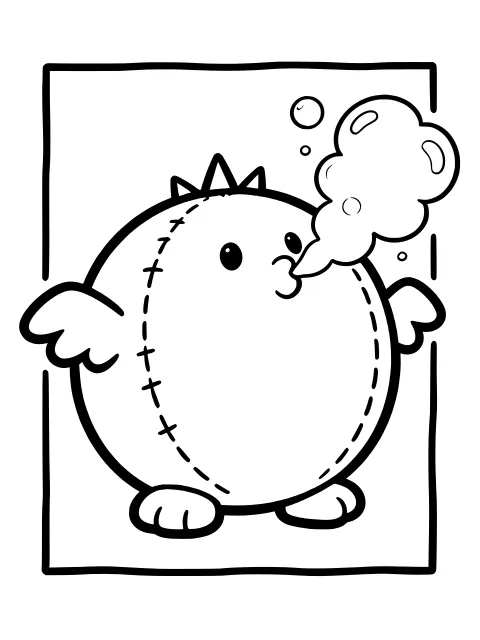 Fizz the Puffball dragon colouring page