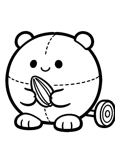 Nibbles the Puffball hamster colouring page
