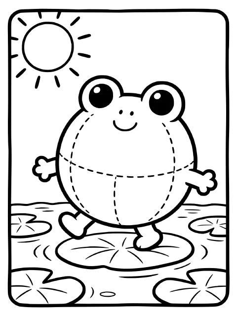 Sprout the Puffball frog colouring page