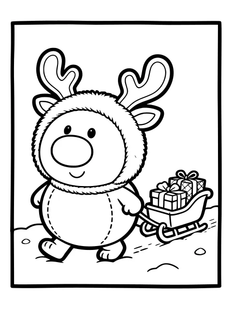 Mo the Puffball reindeer colouring page