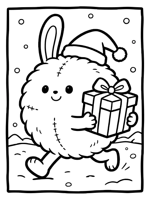 Pip the Puffball's Christmas present colouring page