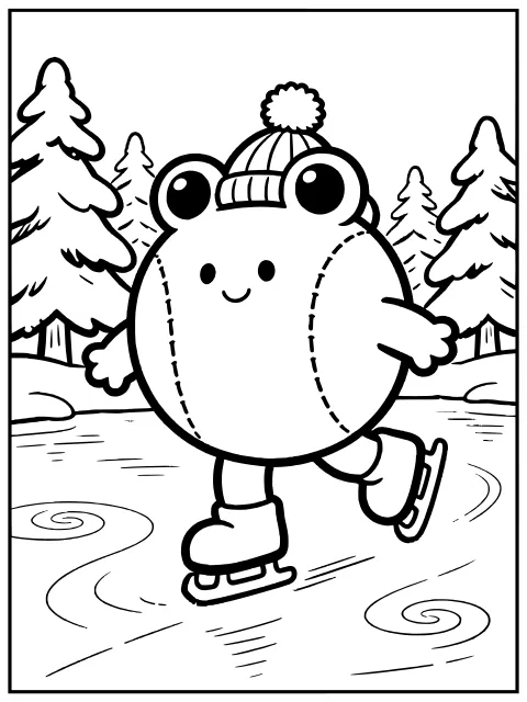 Sprout the Puffball ice skating colouring page