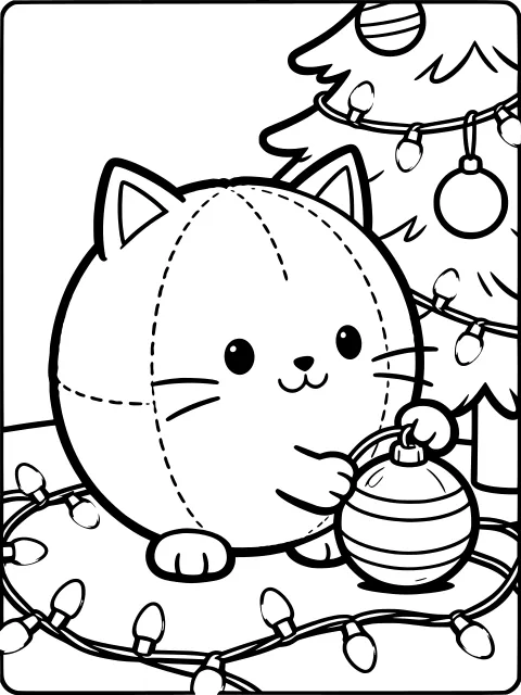 Tilly the Puffball and the baubles colouring page