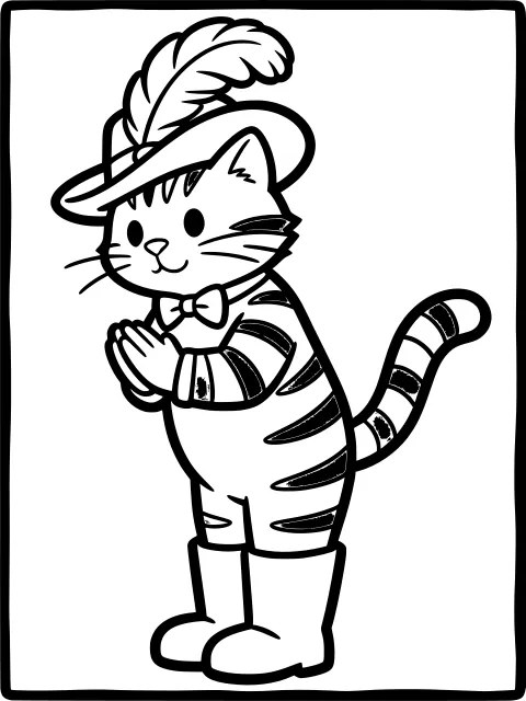 Puss in Boots takes a bow colouring page