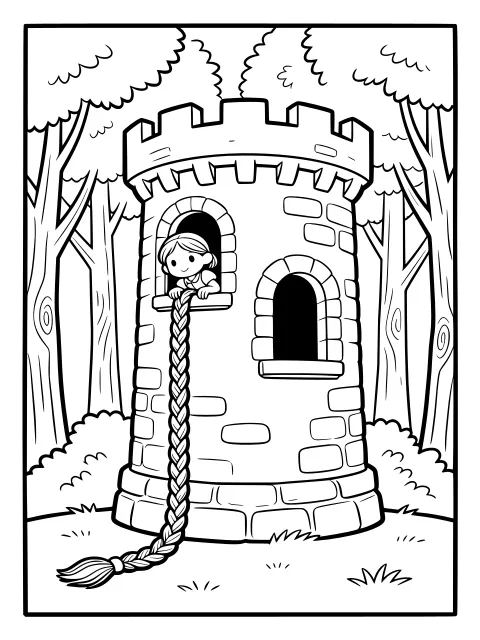 Rapunzel's tower colouring page
