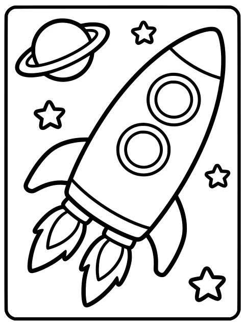 Rocket to the stars colouring page