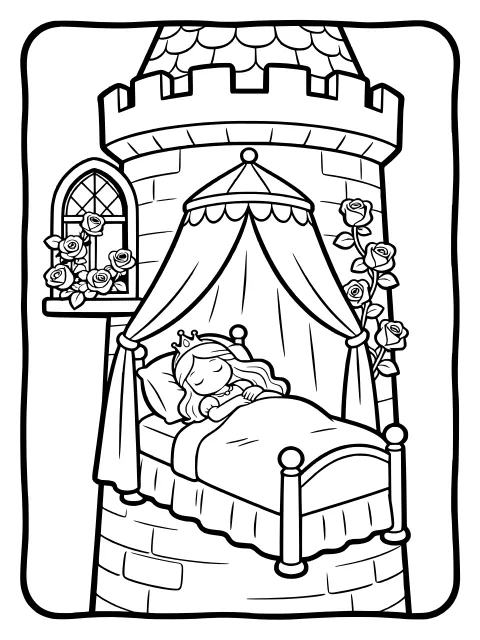 Sleeping Beauty colouring page