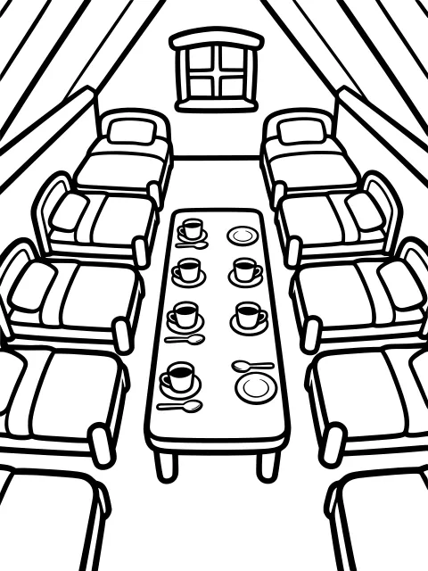 The little cottage in the woods colouring page