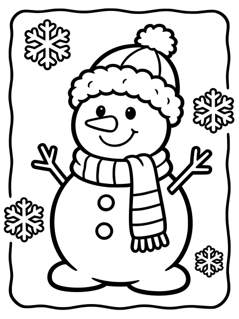 Snowman colouring page