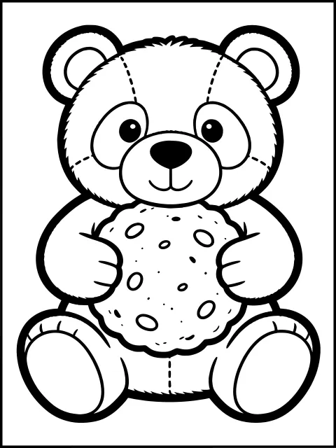 Squishy panda with a cookie colouring page