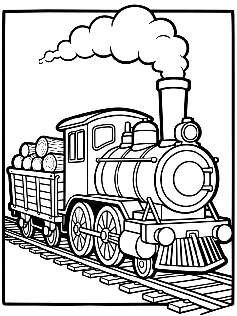 Steam train colouring page