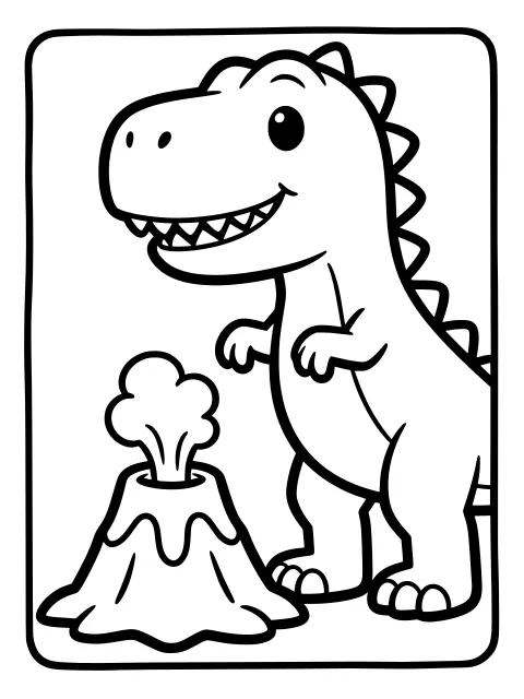 Friendly T. rex colouring page