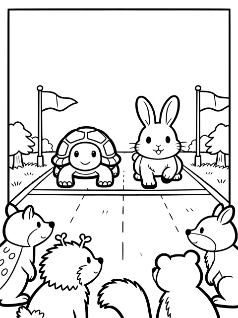 Ready, steady, go! colouring page