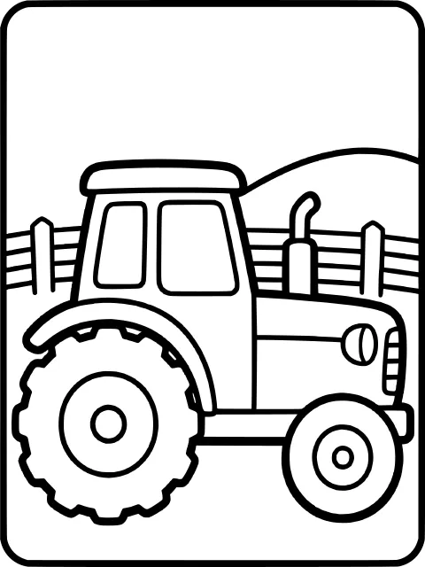 Tractor on the farm colouring page