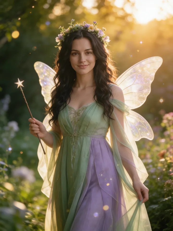 Eisa, a fairy with wings and a flower crown